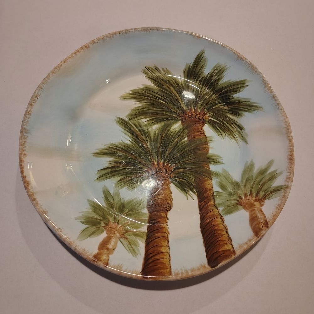 Tabletops Palm Tree  Large Ceramic Serving Dish Plate 11.5"